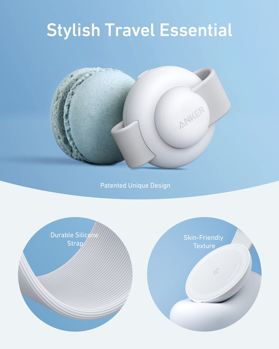 anker maggo ワイヤレス充電ステーション 3-in-1、折りたたみ式パッド と anker nano トラベルアダプター 5-in-1、20w、1 パック