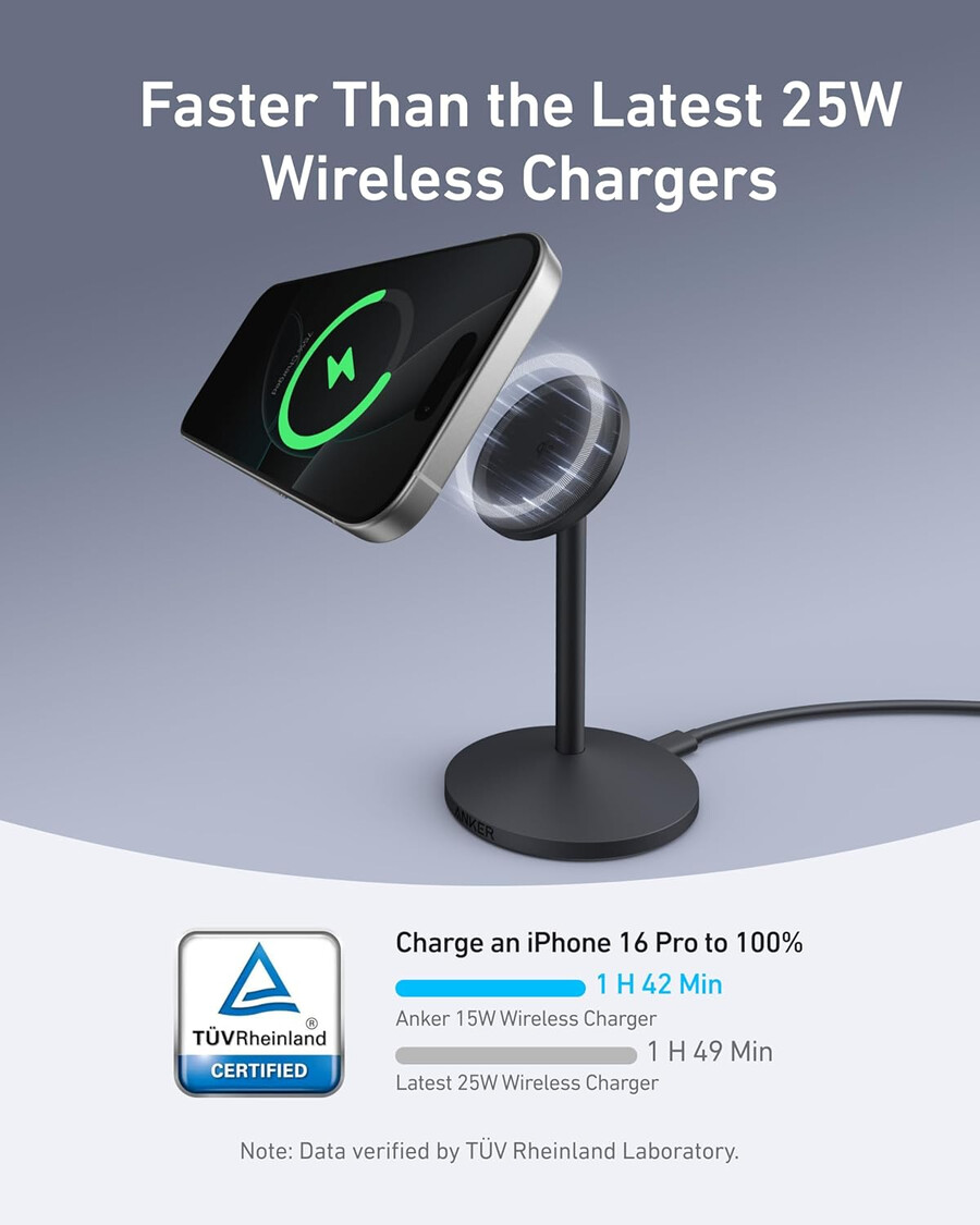anker maggo iphone 17 magsafe 対応 充電器スタンド qi2 15w、アダプター付き