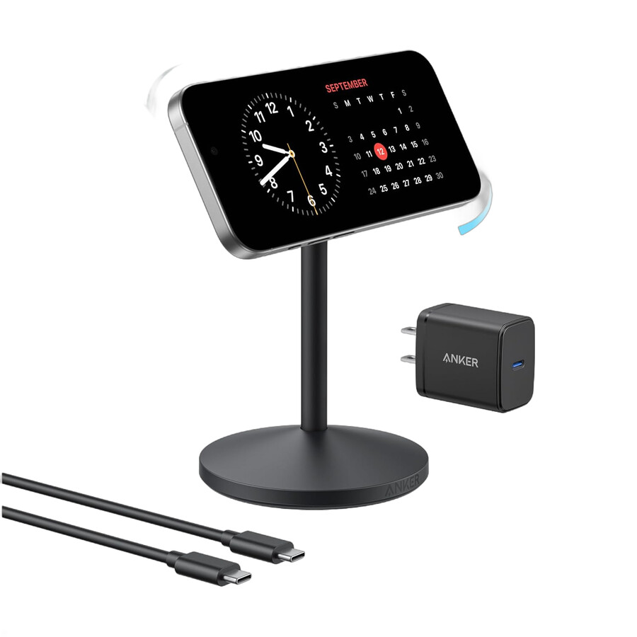 anker maggo iphone 17 magsafe 対応 充電器スタンド qi2 15w、アダプター付き